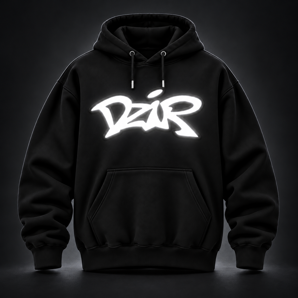 Desire Hoodie — Black — bright reflective front