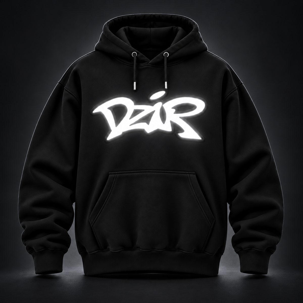 Desire Hoodie — Black — bright reflective front