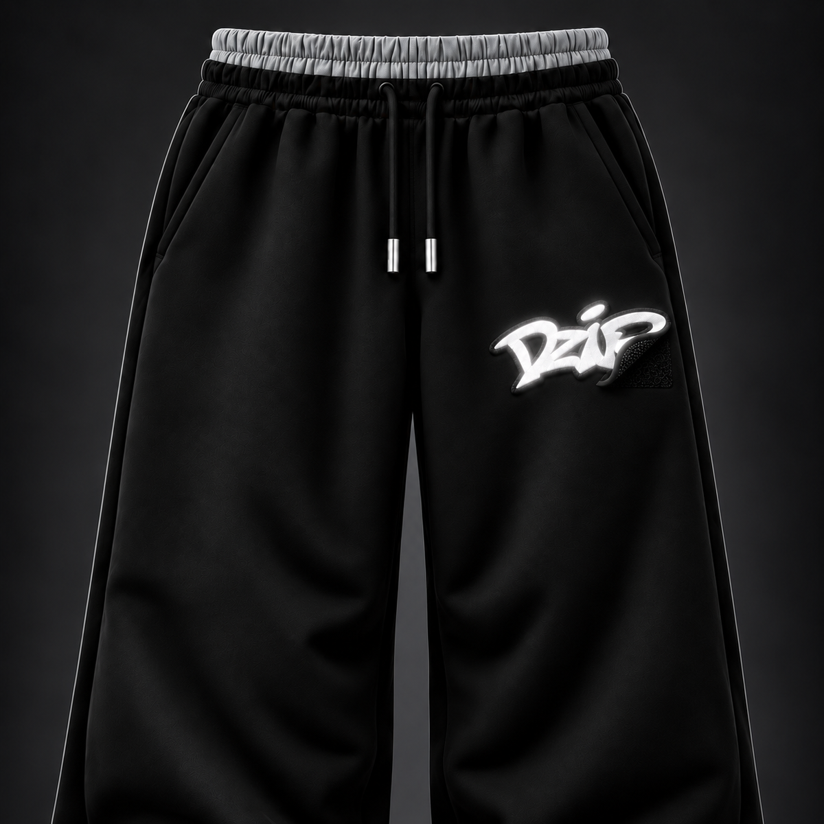 Desire Sweatpants — Black — bright reflective close-up